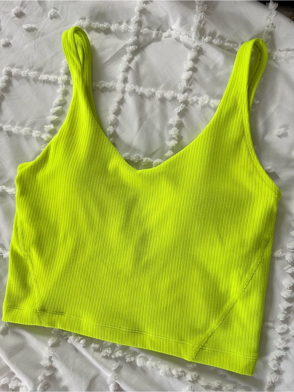 Gilly Hicks Neon Yellow Ribbed Cropped sports bra - Women